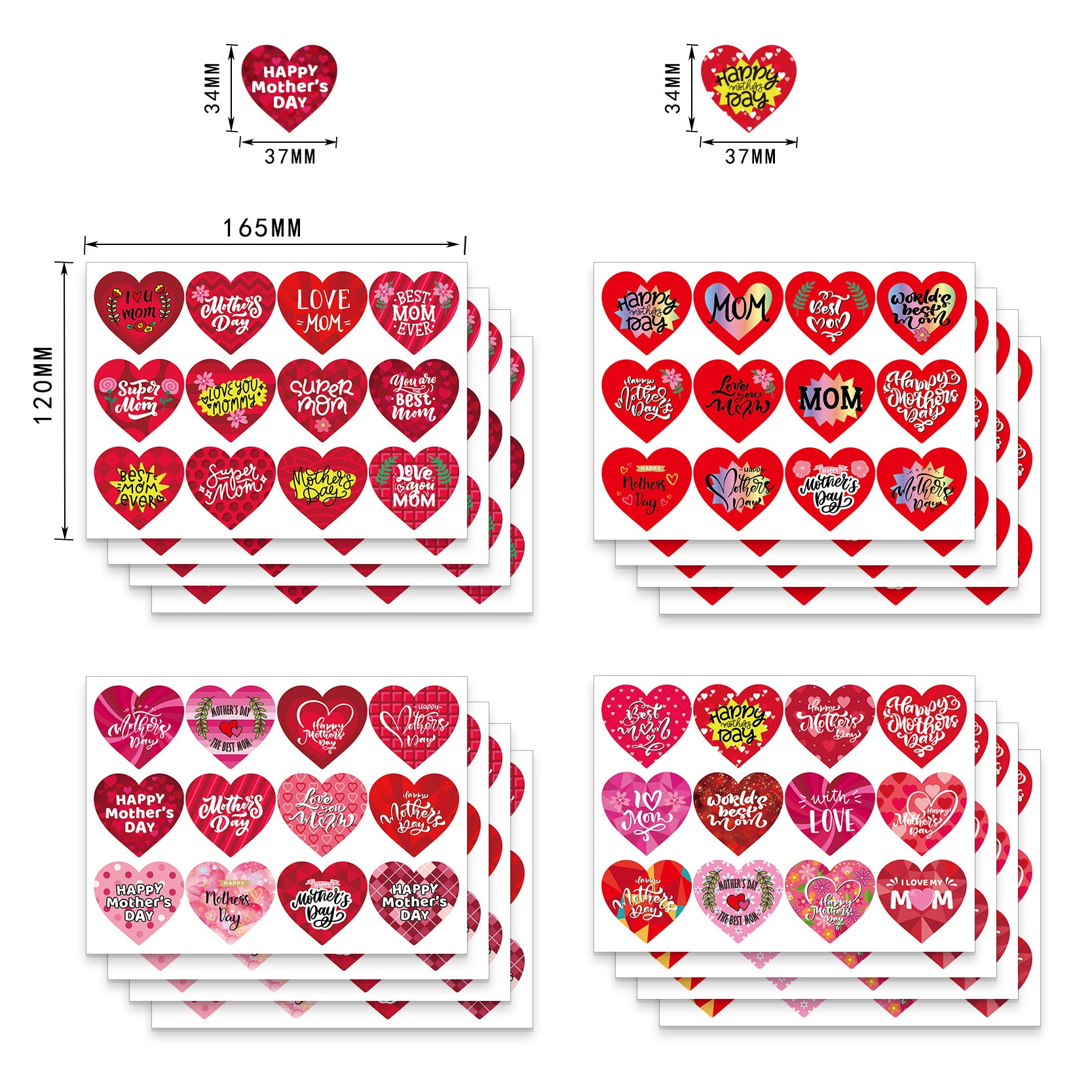 Wholesale 16PCS/PACK Valentine's Day Love Envelope Sealing Gift Stickers